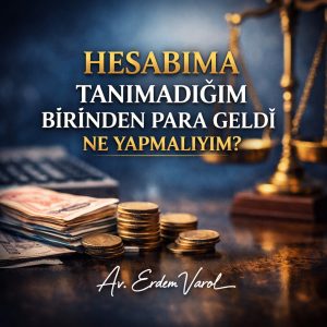 Hesabıma tanımadığım birinden para geldi ne yapmalıyım konulu, hukuki bilgilendirme amaçlı kurumsal görsel.