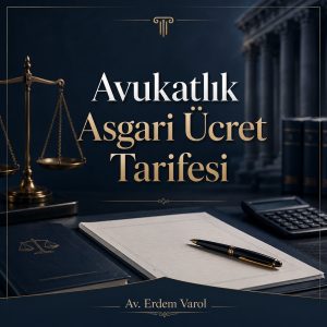 Avukatlık Asgari Ücret Tarifesi hakkında hazırlanan, hukuk bürosu temalı kurumsal görsel.